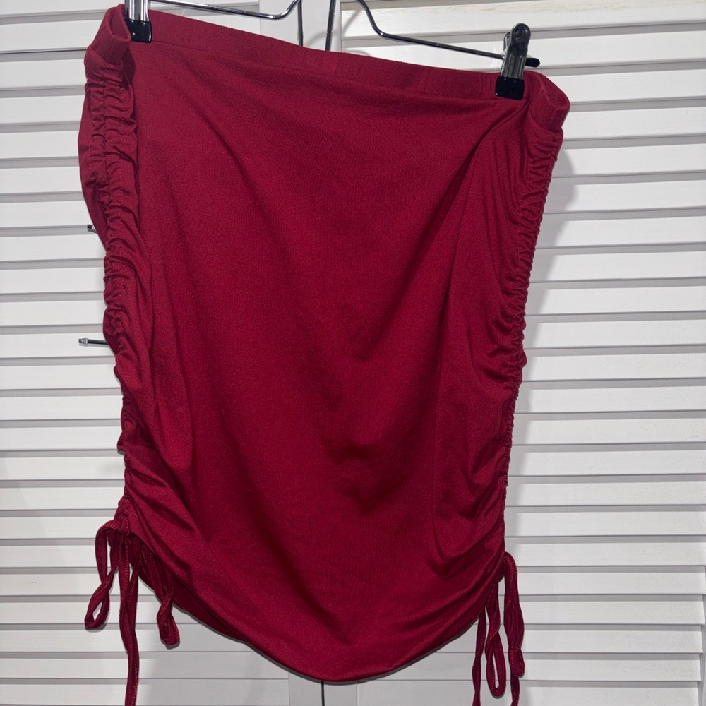 SHEIN Asymmetrical Red Ruched Skirt